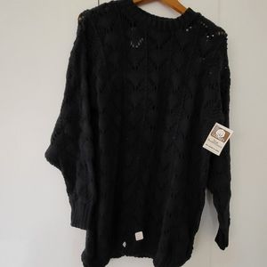 NWT Zero II Sixty Black Oversized Cotton Sweater Sz OS